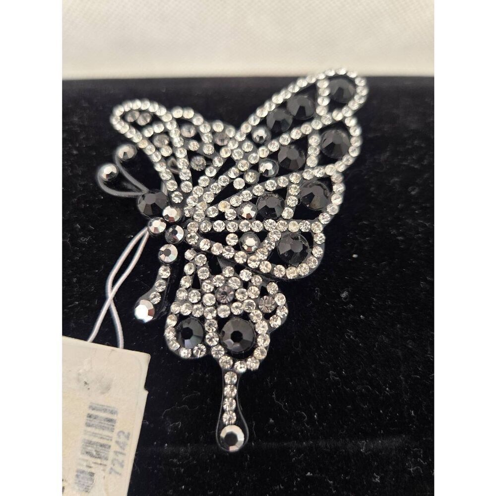 Laila Rowe Black/White Rhinestone Butterfly Brooch Pin - Picture 3 of 6